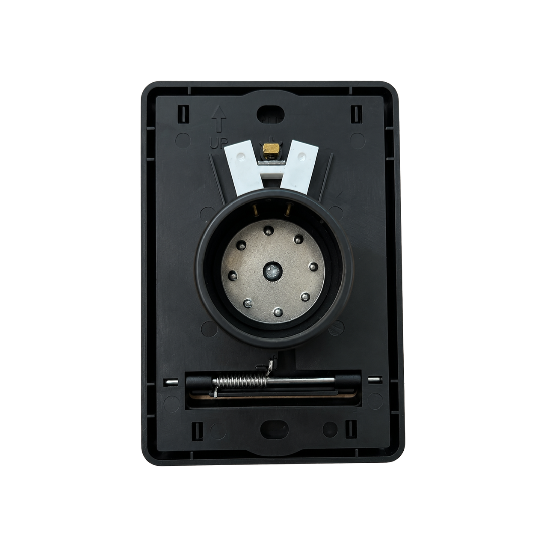 Back of black wall inlet for Beam Central Vacuum System